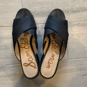 Sam Edelman  black mule slides with chunky  heel